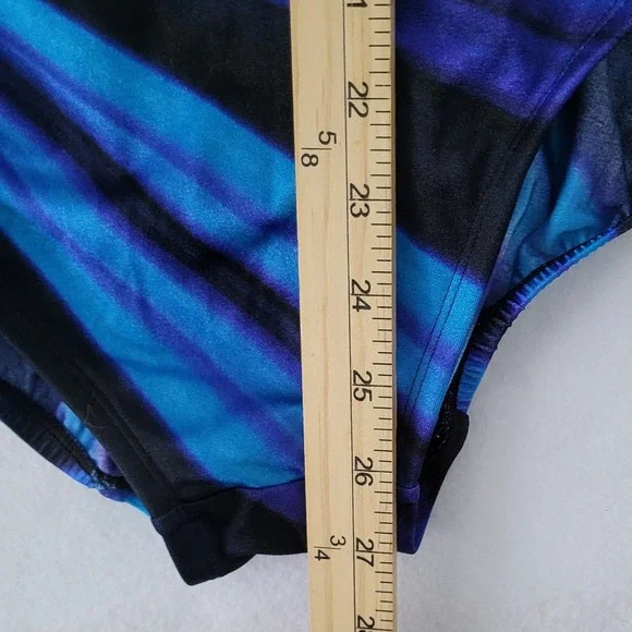 Great Lengths Swimsuit Womens 16 Black Blue One Piece Beach Bathing Suit - Picture 4 of 9